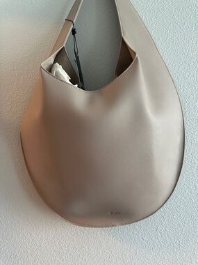 BCBG Taupe Leather Hobo Shoulder Bag